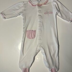 Kissy Kissy White and Pink Footies One Piece